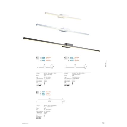 Redo01-3269 - LED ogledalno svetlo za kupatilo ASTON LED/12W/230V 60 cm CRI 90 IP44 sjajni hrom
