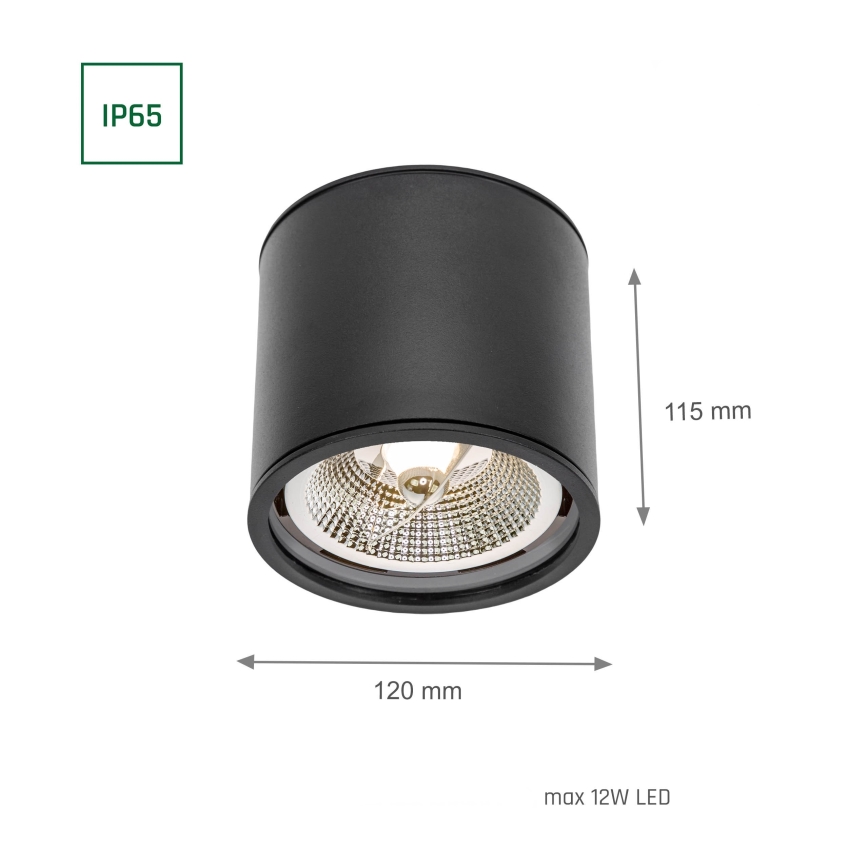 Reflektorska lampa za kupatilo CHLOE AR111 1xGU10/12W/230V IP65 oble crni