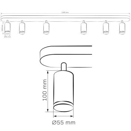 Reflektorska lampa za kupatilo TURYN 6xGU10/10W/230V IP44 crni