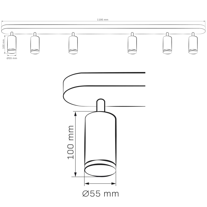 Reflektorska lampa za kupatilo TURYN 6xGU10/10W/230V IP44 crni