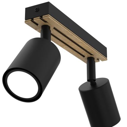 Reflektorsko svetlo TERRA 2xGU10/8W/230V crna/hrast