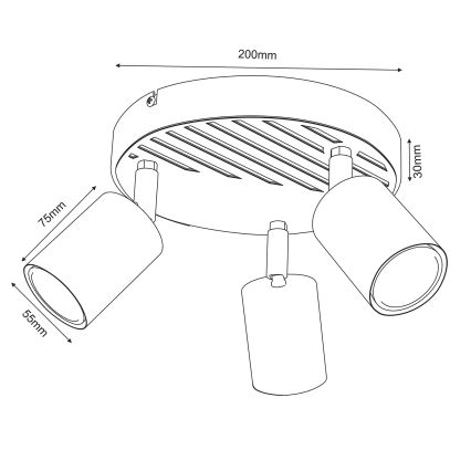 Reflektorsko svetlo TERRA 3xGU10/8W/230V crna/hrast