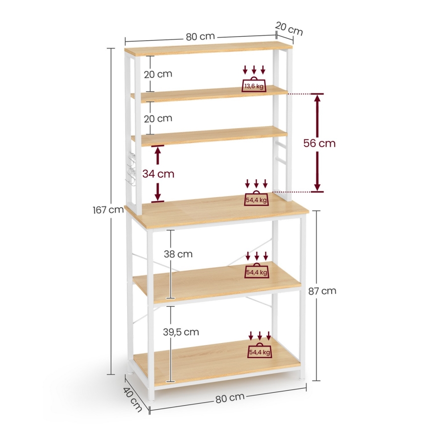 Regal za kuhinju MARGE braon/bela