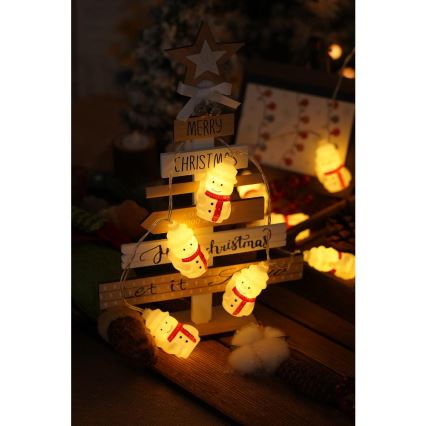 LED božićni lanac 20xLED/3xAA/topla bela 3,3m snegovići
