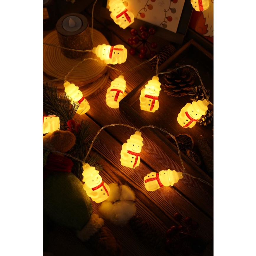 LED božićni lanac 20xLED/3xAA/topla bela 3,3m snegovići