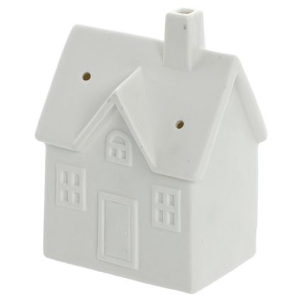 LED porcelanska dekoracija LED/3xLR44/topla bela kućica bela