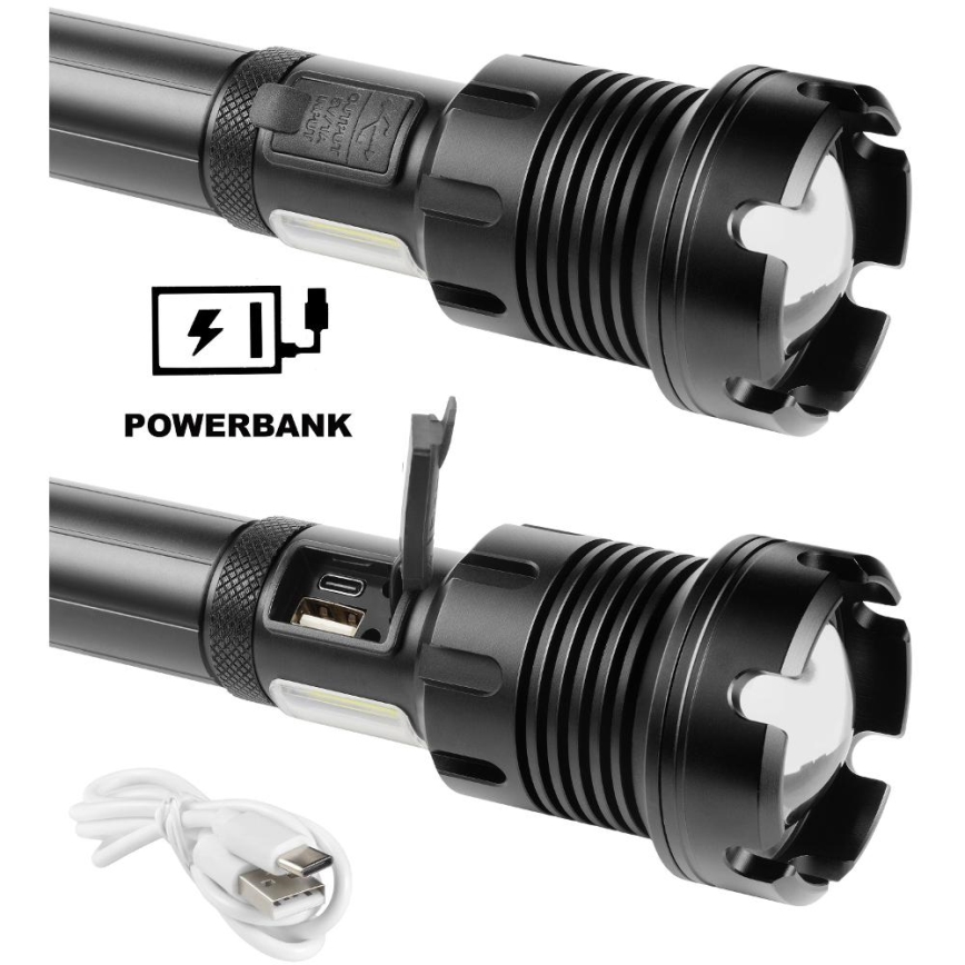 LED punjiva aluminijumska ručna lampa sa funkcijom powerbanke LED/4400 mAh 2200 lm IP44