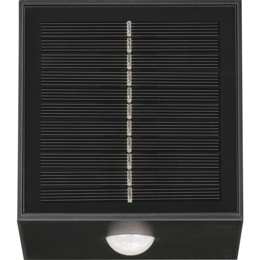 LED solarna zidna lampa sa senzorom LED/1W/3,7V 1200 mAh IP44 crna