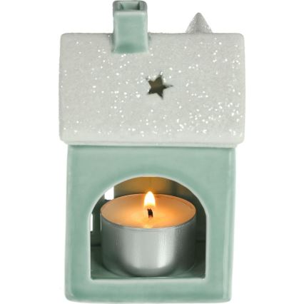 Porcelanska kućica za sveću 11,1 cm mint