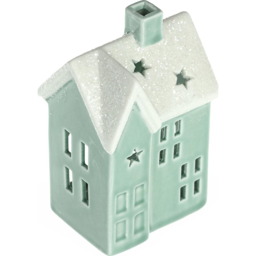 Porcelanska kućica za sveću 11,1 cm mint
