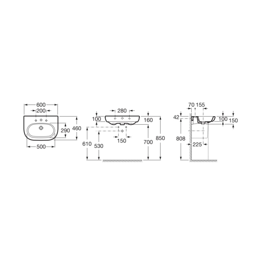 Roca A327242000 - Viseći umivaonik MERIDIAN 60x46 cm keramika/bela