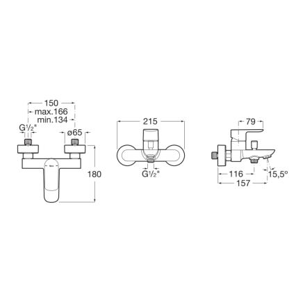 Roca A5A026EC00 - Baterija za kadu CALA, sjajni hrom