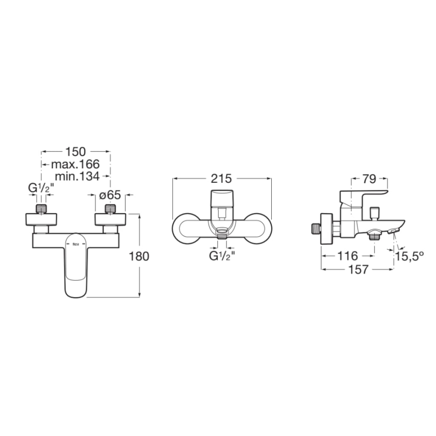 Roca A5A026EC00 - Baterija za kadu CALA, sjajni hrom