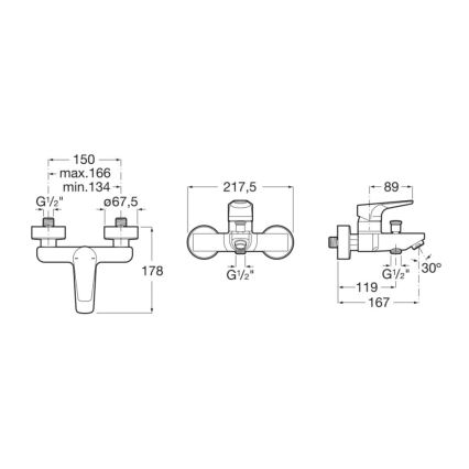 Roca A5A0290C00 - Baterija za kadu ATLAS, sjajni hrom