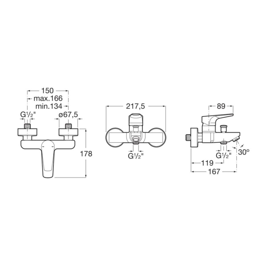 Roca A5A0290C00 - Baterija za kadu ATLAS, sjajni hrom