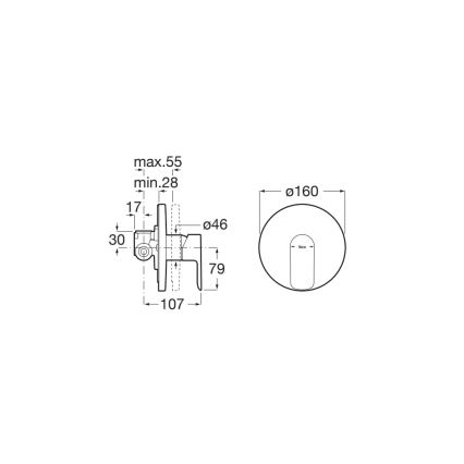 Roca A5A226EC00 - CALA podžbukna tuš baterija, sjajni hrom