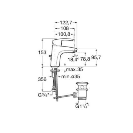 Roca A5A3098C00 - slavina za umivaonik + odtok MONODIN 15,3 cm sjajni hrom