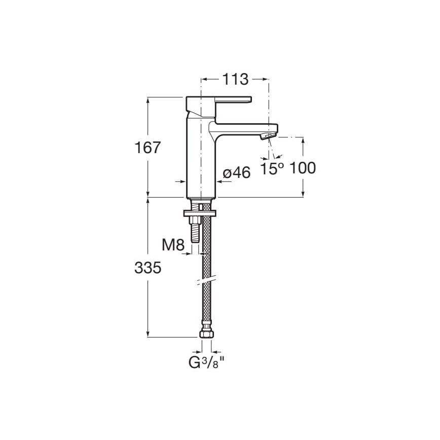 Roca A5A3A96CN0 - Slavina za umivaonik NAIA 16,7 cm, hladni start, u titanijumsko-crnoj boji