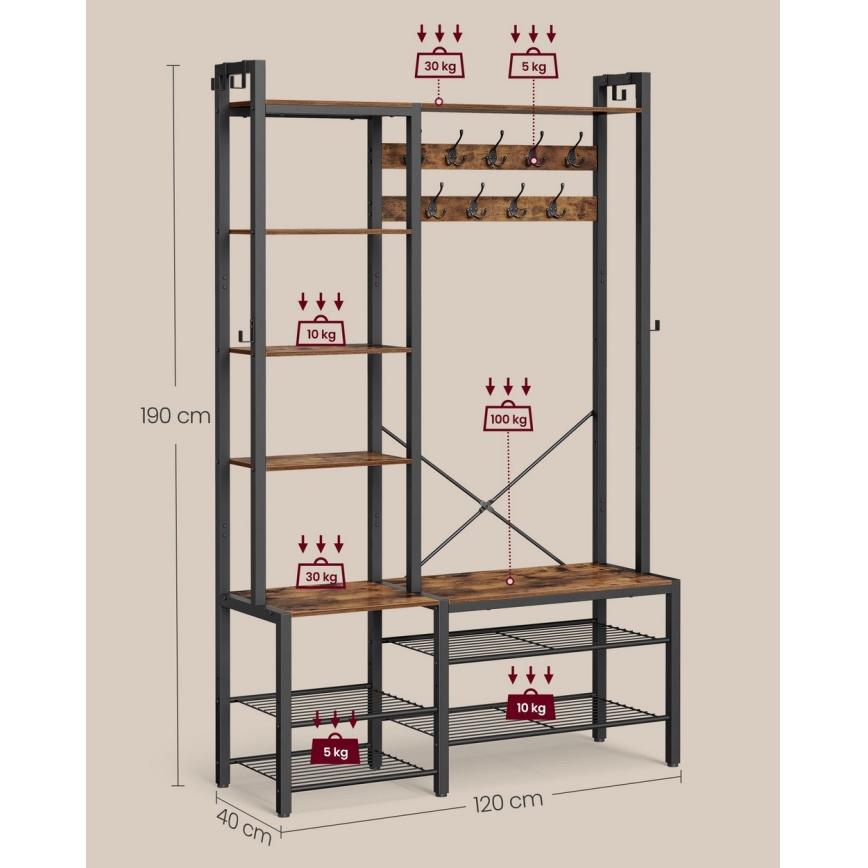 Samostojeća vešalica NAVOR braon/crna