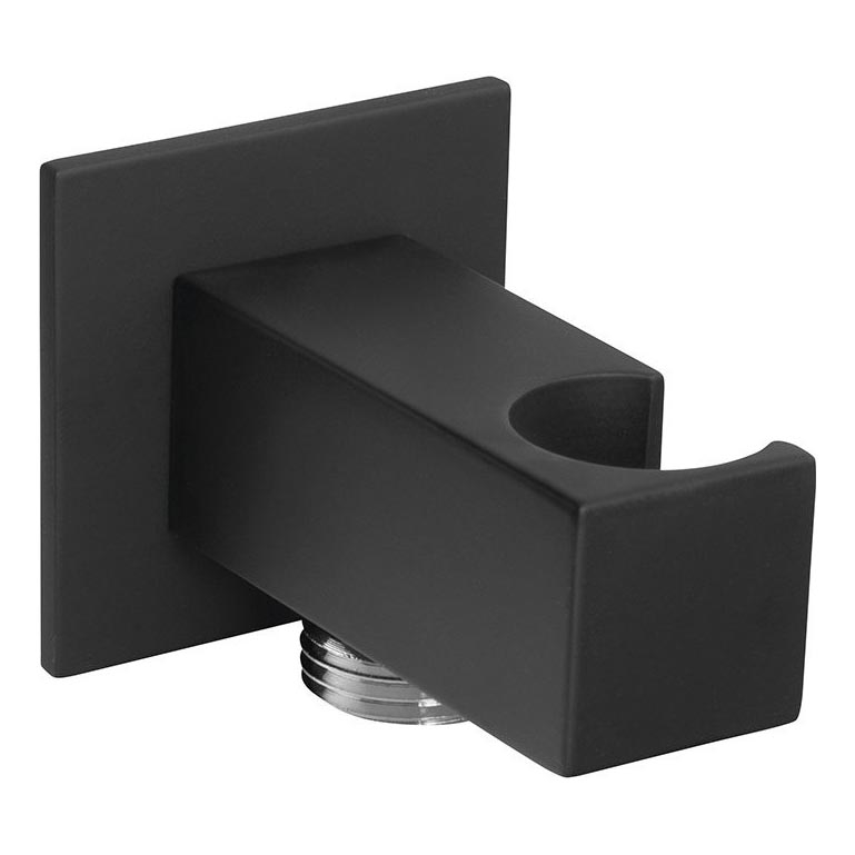 Sapho - Četvrtasti držač za tuš sa izvodom fiksni/mat crne boje