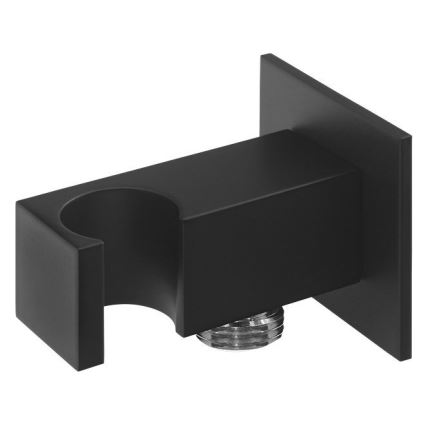 Sapho - Četvrtasti držač za tuš sa izvodom fiksni/mat crne boje