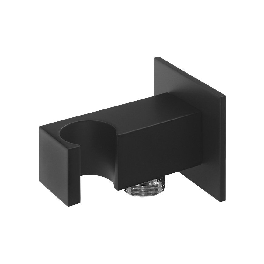 Sapho - Četvrtasti držač za tuš sa izvodom fiksni/mat crne boje