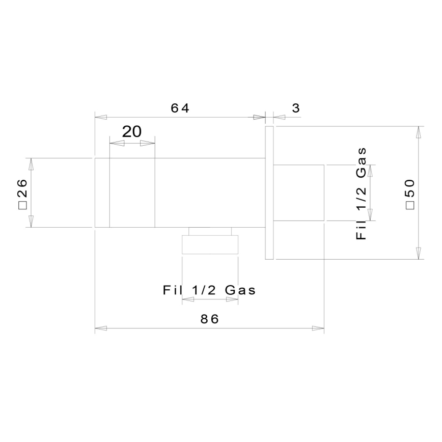 Sapho - Četvrtasti držač za tuš sa izvodom fiksni/mat crne boje