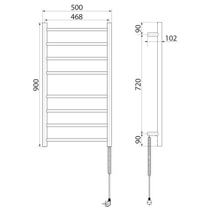 Sapho - Električni sušač peškira REDONDO 75W/230V 50x90 cm mat crna