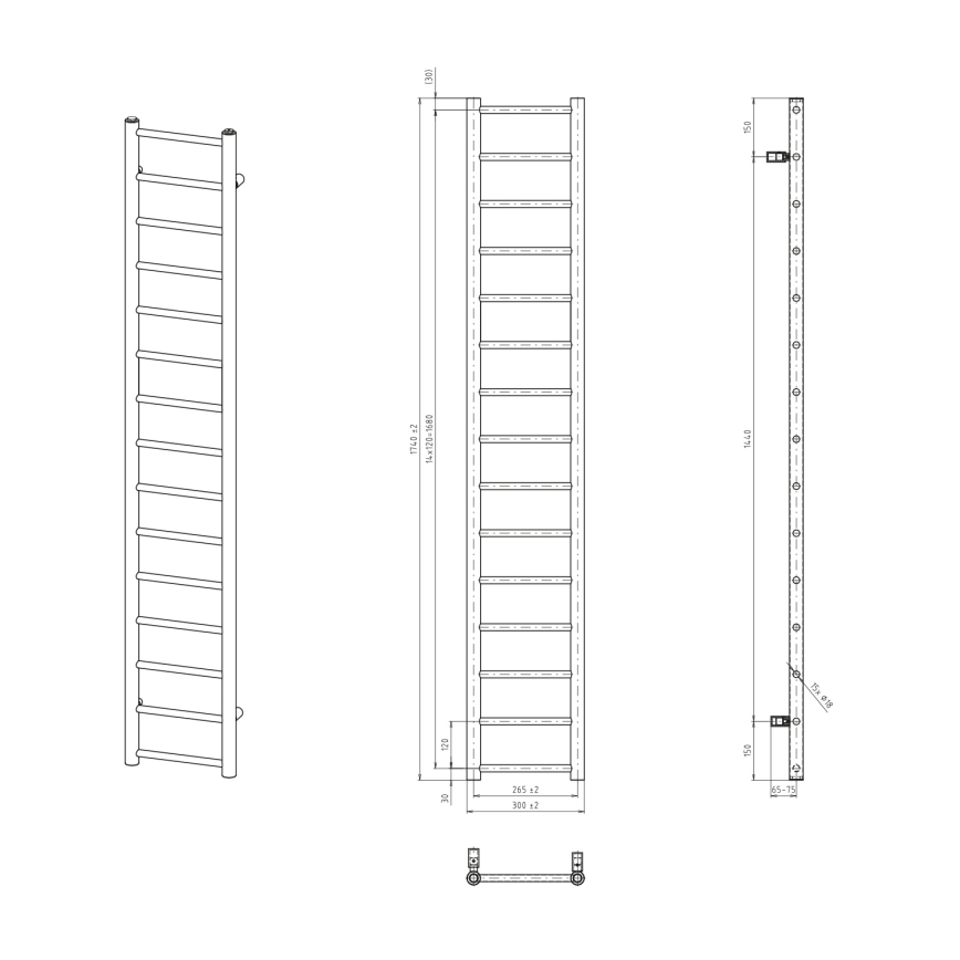 Sapho - Kupatilski radijator DINA 335W 30x174 cm beo