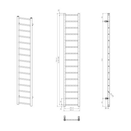Sapho - Kupatilski radijator DINA 335W 30x174 cm mat crna