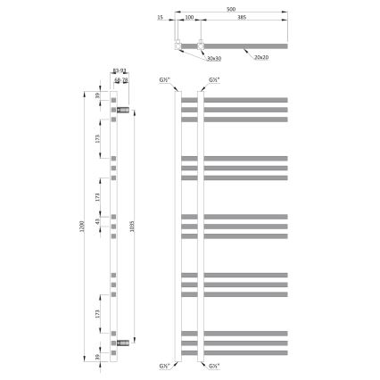 Sapho - Kupatilski radijator MAGDALENA 408W/230V 50x120 cm sjajni hrom