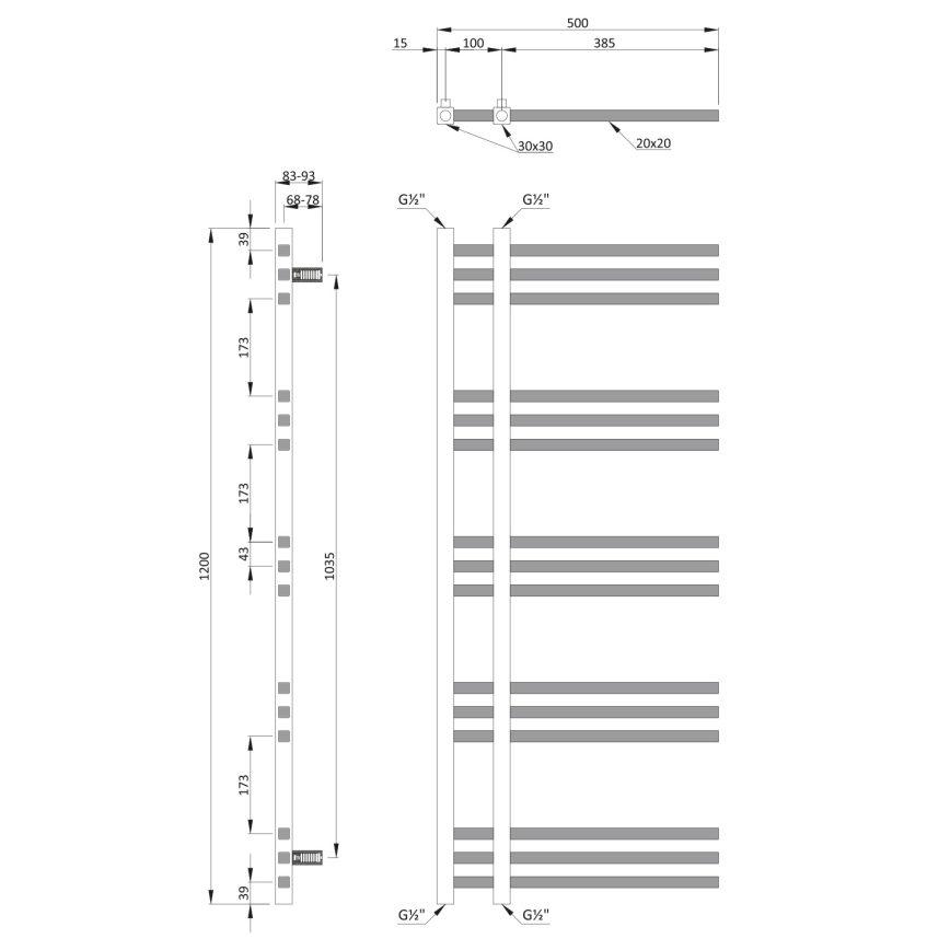 Sapho - Kupatilski radijator MAGDALENA 408W/230V 50x120 cm sjajni hrom