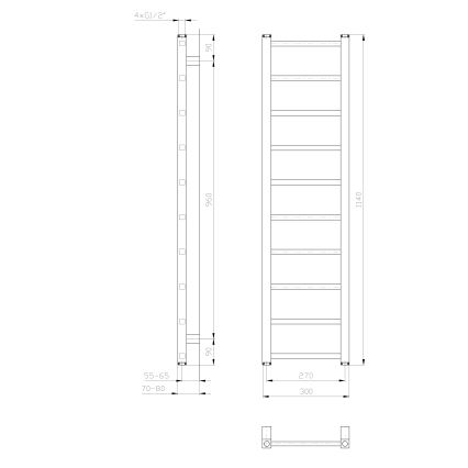 Sapho - Kupatilski radijator METRO LIGHT 211W 30x114 cm bela