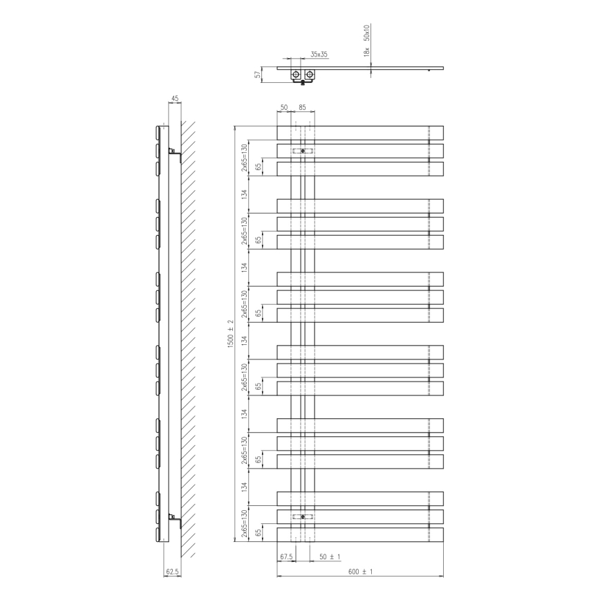 Sapho - Kupatilski radijator SILVANA 680W/230V 60x150 cm bela