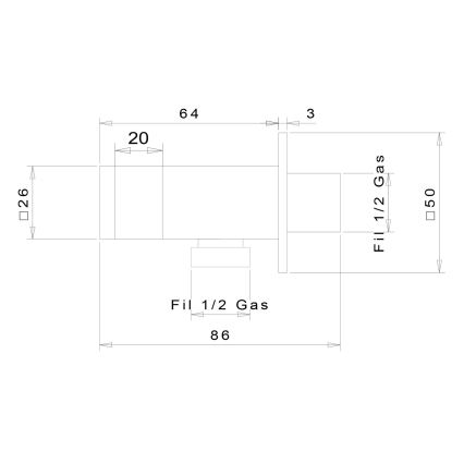 Sapho - Kvadratni držač za tuš sa priključkom, fiksni/sjajni hrom