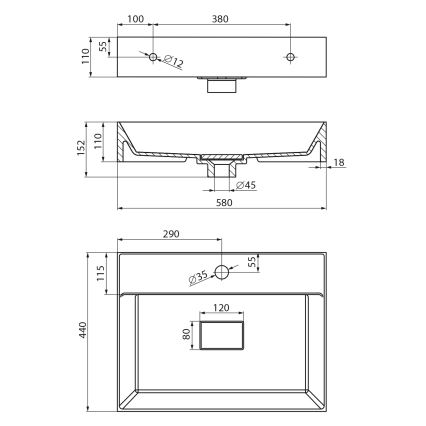 Sapho - Nadgradni umivaonik GODIVA 58x44 cm mramor/bela