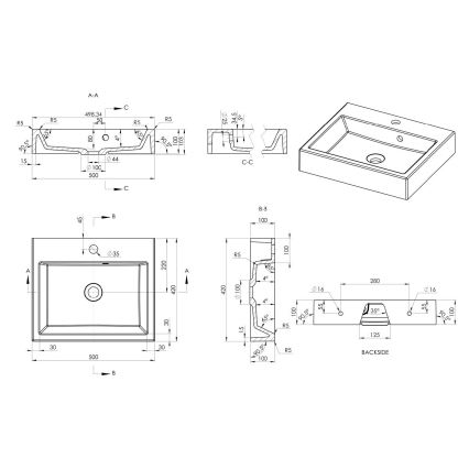 Sapho - Nadgradni umivaonik ORINOKO 50x42 cm mramor/bela