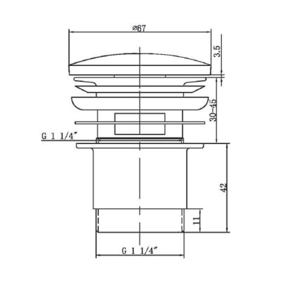 Sapho - Odliv za umivaonik prečnika 6,7 cm, sjajni hrom