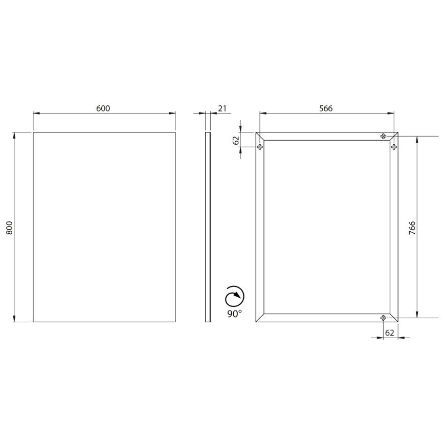 Sapho - Ogledalo u okviru AROWANA 60x80 cm mat crne boje