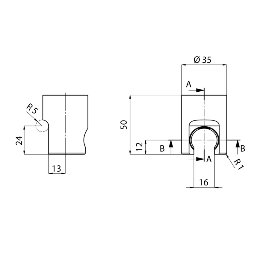 Sapho - Okrugli fiksni držač tuša, mat crna