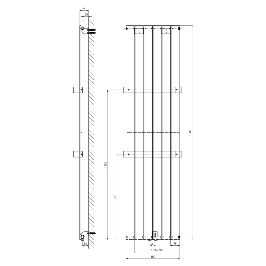 Sapho - Radijator za kupatilo COLONNA 910W/230V 45x180 cm srebrna
