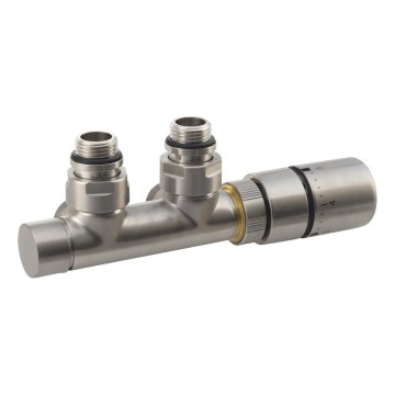 Sapho - Termostatski priključni komplet za centralno priključenje TWIN, matirani nerđajući čelik