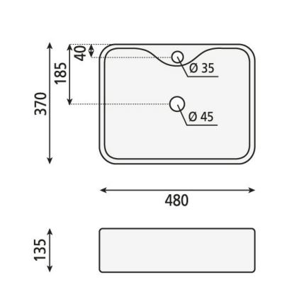 Sapho - Umivaonik BALENA za postavljanje na radnu ploču 48x37 cm, mat crni