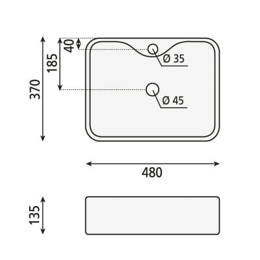 Sapho - Umivaonik BALENA za postavljanje na radnu ploču 48x37 cm, mat crni