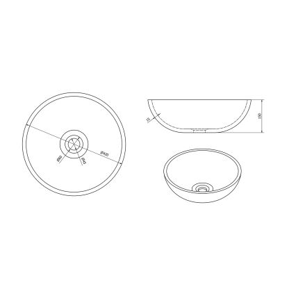 Sapho - Umivaonik na ploču PRIORI prečnika 42 cm keramika/zelena