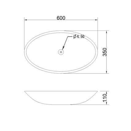 Sapho - Umivaonik na radnu ploču BLOK 60x35 cm marquin/mat crne boje