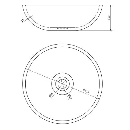 Sapho - Umivaonik na radnu ploču PRIORI Ø 41 cm keramika/siva