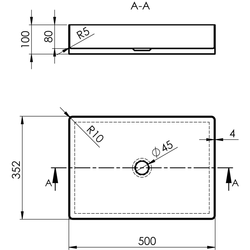 Sapho - Umivaonik za ploču AURUM 50x35 cm u mat zlatnoj boji