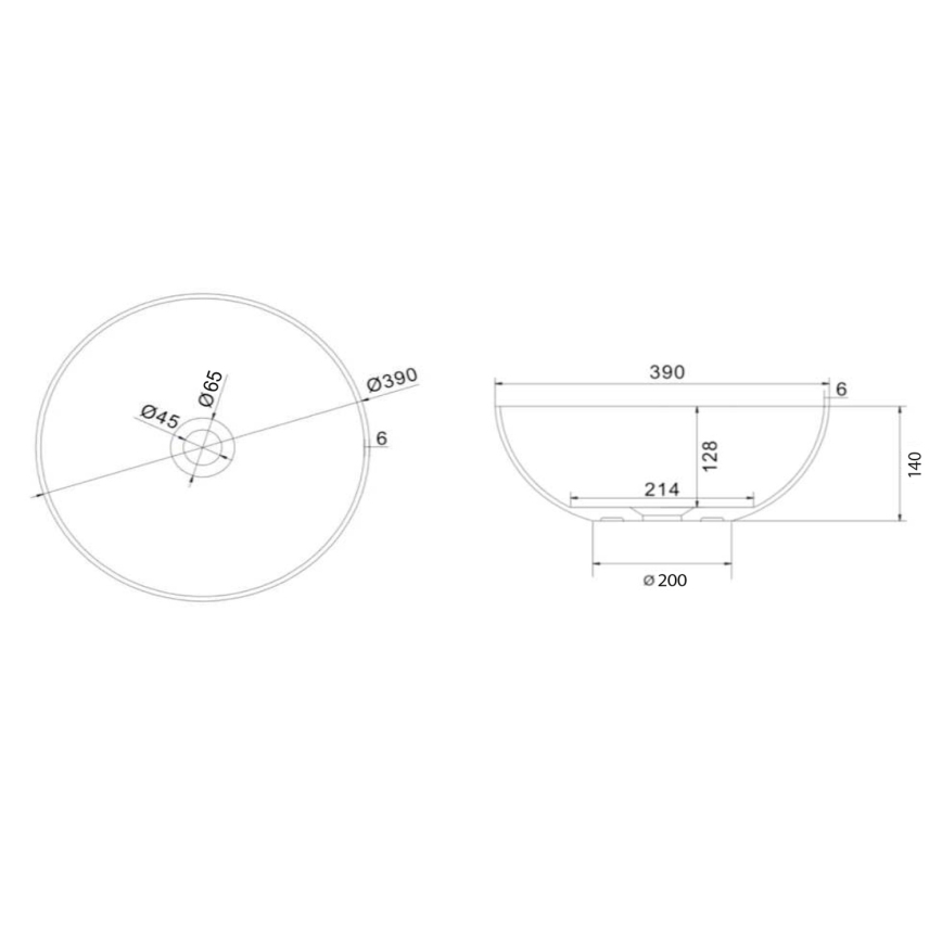 Sapho - Umivaonik za ploču FORMIGO Ø 39 cm beton/matna siva