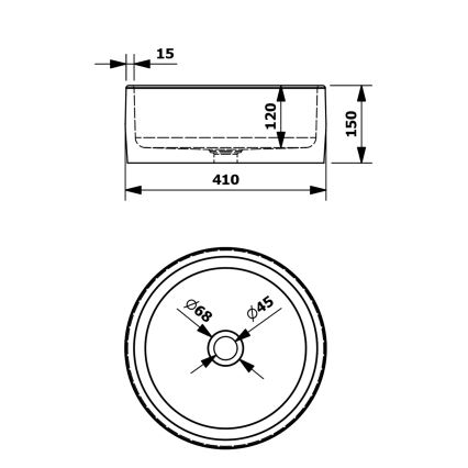 Sapho - Umivaonik za ploču PRIORI prečnik 41 cm keramika/plava